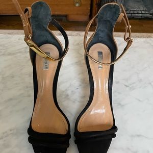 Gold tone anklet open toe sandals